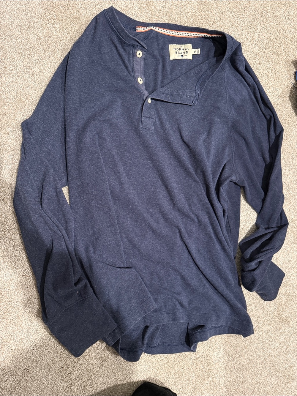 The Normal Brand Men's Navy Henley Long Sleeve Shirt